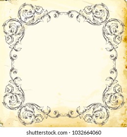 Retro baroque decorations element with flourishes calligraphic ornament. Vintage style design collection for Posters, Placards, Invitations, Banners, Badges and Logotypes.