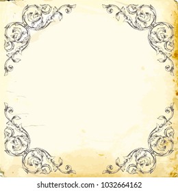 Retro baroque decorations element with flourishes calligraphic ornament. Vintage style design collection for Posters, Placards, Invitations, Banners, Badges and Logotypes.