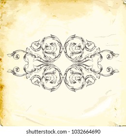 Retro baroque decorations element with flourishes calligraphic ornament. Vintage style design collection for Posters, Placards, Invitations, Banners, Badges and Logotypes.