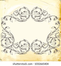 Retro baroque decorations element with flourishes calligraphic ornament. Vintage style design collection for Posters, Placards, Invitations, Banners, Badges and Logotypes.