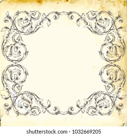 Retro baroque decorations element with flourishes calligraphic ornament. Vintage style design collection for Posters, Placards, Invitations, Banners, Badges and Logotypes.