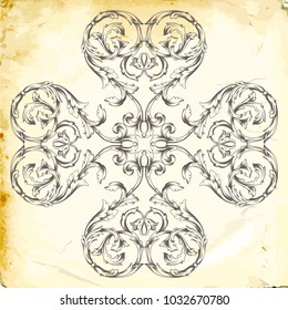 Retro baroque decorations element with flourishes calligraphic ornament. Vintage style design collection for Posters, Placards, Invitations, Banners, Badges and Logotypes.