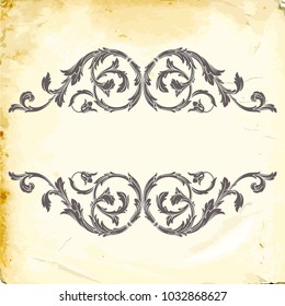 Retro baroque decorations element with flourishes calligraphic ornament. Vintage style design collection for Posters, Placards, Invitations, Banners, Badges and Logotypes.