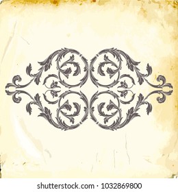 Retro baroque decorations element with flourishes calligraphic ornament. Vintage style design collection for Posters, Placards, Invitations, Banners, Badges and Logotypes.