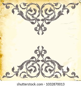 Retro baroque decorations element with flourishes calligraphic ornament. Vintage style design collection for Posters, Placards, Invitations, Banners, Badges and Logotypes.