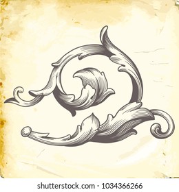 Retro baroque decorations element with flourishes calligraphic ornament. Vintage style design collection for Posters, Placards, Invitations, Banners, Badges and Logotypes.