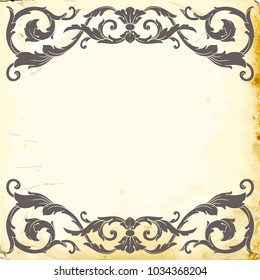 Retro baroque decorations element with flourishes calligraphic ornament. Vintage style design collection for Posters, Placards, Invitations, Banners, Badges and Logotypes.