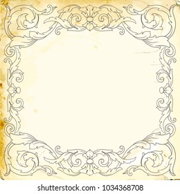 Retro baroque decorations element with flourishes calligraphic ornament. Vintage style design collection for Posters, Placards, Invitations, Banners, Badges and Logotypes.