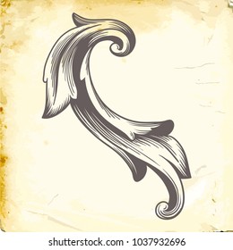 Retro baroque decorations element with flourishes calligraphic ornament. Vintage style design collection for Posters, Placards, Invitations, Banners, Badges and Logotypes.