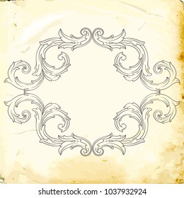 Retro baroque decorations element with flourishes calligraphic ornament. Vintage style design collection for Posters, Placards, Invitations, Banners, Badges and Logotypes.