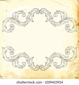 Retro baroque decorations element with flourishes calligraphic ornament. Vintage style design collection for Posters, Placards, Invitations, Banners, Badges and Logotypes.