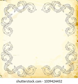 Retro baroque decorations element with flourishes calligraphic ornament. Vintage style design collection for Posters, Placards, Invitations, Banners, Badges and Logotypes.