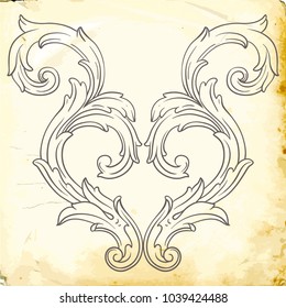 Retro baroque decorations element with flourishes calligraphic ornament. Vintage style design collection for Posters, Placards, Invitations, Banners, Badges and Logotypes.