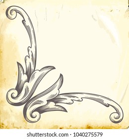 Retro baroque decorations element with flourishes calligraphic ornament. Vintage style design collection for Posters, Placards, Invitations, Banners, Badges and Logotypes.