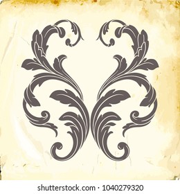 Retro baroque decorations element with flourishes calligraphic ornament. Vintage style design collection for Posters, Placards, Invitations, Banners, Badges and Logotypes.