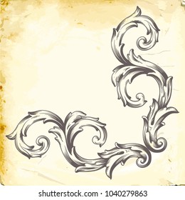 Retro baroque decorations element with flourishes calligraphic ornament. Vintage style design collection for Posters, Placards, Invitations, Banners, Badges and Logotypes.