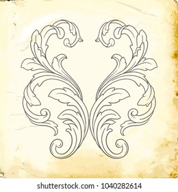 Retro baroque decorations element with flourishes calligraphic ornament. Vintage style design collection for Posters, Placards, Invitations, Banners, Badges and Logotypes.