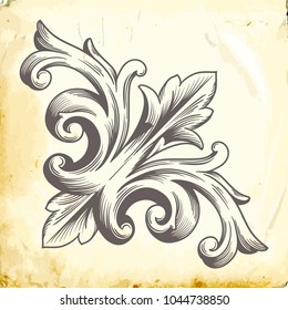 Retro baroque decorations element with flourishes calligraphic ornament. Vintage style design collection for Posters, Placards, Invitations, Banners, Badges and Logotypes.