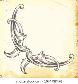Retro baroque decorations element with flourishes calligraphic ornament. Vintage style design collection for Posters, Placards, Invitations, Banners, Badges and Logotypes.