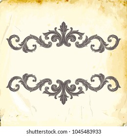 Retro baroque decorations element with flourishes calligraphic ornament. Vintage style design collection for Posters, Placards, Invitations, Banners, Badges and Logotypes.