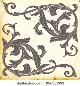 Retro baroque decorations element with flourishes calligraphic ornament. Vintage style design collection for Posters, Placards, Invitations, Banners, Badges and Logotypes.