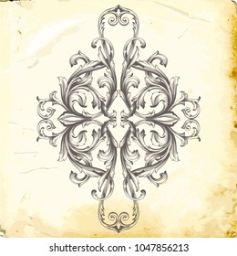 Retro baroque decorations element with flourishes calligraphic ornament. Vintage style design collection for Posters, Placards, Invitations, Banners, Badges and Logotypes.