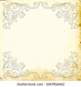 Retro baroque decorations element with flourishes calligraphic ornament. Vintage style design collection for Posters, Placards, Invitations, Banners, Badges and Logotypes.