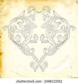 Retro baroque decorations element with flourishes calligraphic ornament. Vintage style design collection for Posters, Placards, Invitations, Banners, Badges and Logotypes.