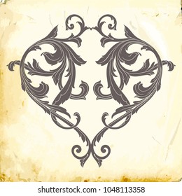 Retro baroque decorations element with flourishes calligraphic ornament. Vintage style design collection for Posters, Placards, Invitations, Banners, Badges and Logotypes.