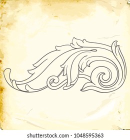 Retro baroque decorations element with flourishes calligraphic ornament. Vintage style design collection for Posters, Placards, Invitations, Banners, Badges and Logotypes.