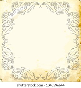 Retro baroque decorations element with flourishes calligraphic ornament. Vintage style design collection for Posters, Placards, Invitations, Banners, Badges and Logotypes.