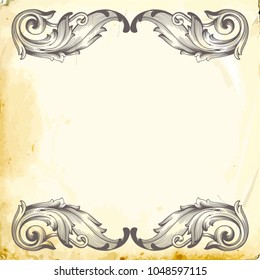 Retro baroque decorations element with flourishes calligraphic ornament. Vintage style design collection for Posters, Placards, Invitations, Banners, Badges and Logotypes.