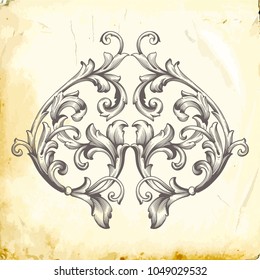 Retro baroque decorations element with flourishes calligraphic ornament. Vintage style design collection for Posters, Placards, Invitations, Banners, Badges and Logotypes.