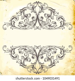Retro baroque decorations element with flourishes calligraphic ornament. Vintage style design collection for Posters, Placards, Invitations, Banners, Badges and Logotypes.