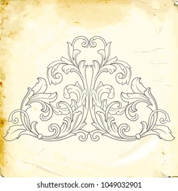 Retro baroque decorations element with flourishes calligraphic ornament. Vintage style design collection for Posters, Placards, Invitations, Banners, Badges and Logotypes.