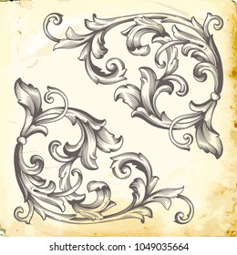 Retro baroque decorations element with flourishes calligraphic ornament. Vintage style design collection for Posters, Placards, Invitations, Banners, Badges and Logotypes.