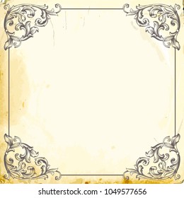 Retro baroque decorations element with flourishes calligraphic ornament. Vintage style design collection for Posters, Placards, Invitations, Banners, Badges and Logotypes.