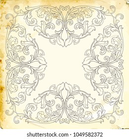 Retro baroque decorations element with flourishes calligraphic ornament. Vintage style design collection for Posters, Placards, Invitations, Banners, Badges and Logotypes.