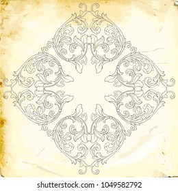 Retro baroque decorations element with flourishes calligraphic ornament. Vintage style design collection for Posters, Placards, Invitations, Banners, Badges and Logotypes.