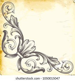 Retro baroque decorations element with flourishes calligraphic ornament. Vintage style design collection for Posters, Placards, Invitations, Banners, Badges and Logotypes.
