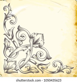 Retro baroque decorations element with flourishes calligraphic ornament. Vintage style design collection for Posters, Placards, Invitations, Banners, Badges and Logotypes.