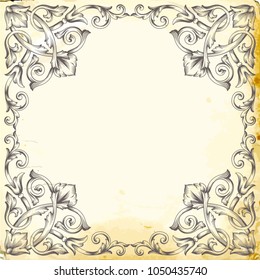 Retro baroque decorations element with flourishes calligraphic ornament. Vintage style design collection for Posters, Placards, Invitations, Banners, Badges and Logotypes.