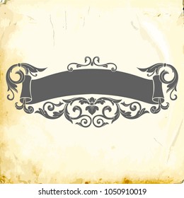 Retro baroque decorations element with flourishes calligraphic ornament. Vintage style design collection for Posters, Placards, Invitations, Banners, Badges and Logotypes.