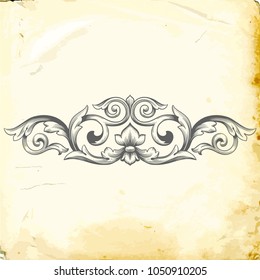 Retro baroque decorations element with flourishes calligraphic ornament. Vintage style design collection for Posters, Placards, Invitations, Banners, Badges and Logotypes.
