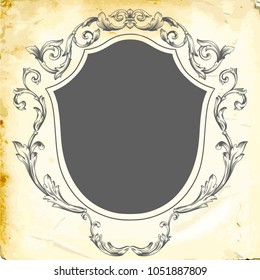 Retro baroque decorations element with flourishes calligraphic ornament. Vintage style design collection for Posters, Placards, Invitations, Banners, Badges and Logotypes.