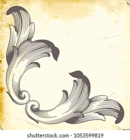 Retro baroque decorations element with flourishes calligraphic ornament. Vintage style design collection for Posters, Placards, Invitations, Banners, Badges and Logotypes.
