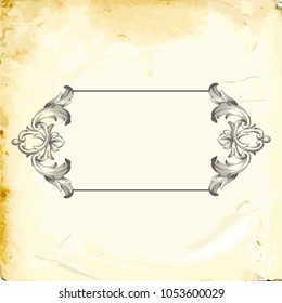 Retro baroque decorations element with flourishes calligraphic ornament. Vintage style design collection for Posters, Placards, Invitations, Banners, Badges and Logotypes.