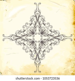 Retro baroque decorations element with flourishes calligraphic ornament. Vintage style design collection for Posters, Placards, Invitations, Banners, Badges and Logotypes.