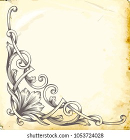 Retro baroque decorations element with flourishes calligraphic ornament. Vintage style design collection for Posters, Placards, Invitations, Banners, Badges and Logotypes.