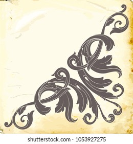 Retro baroque decorations element with flourishes calligraphic ornament. Vintage style design collection for Posters, Placards, Invitations, Banners, Badges and Logotypes.